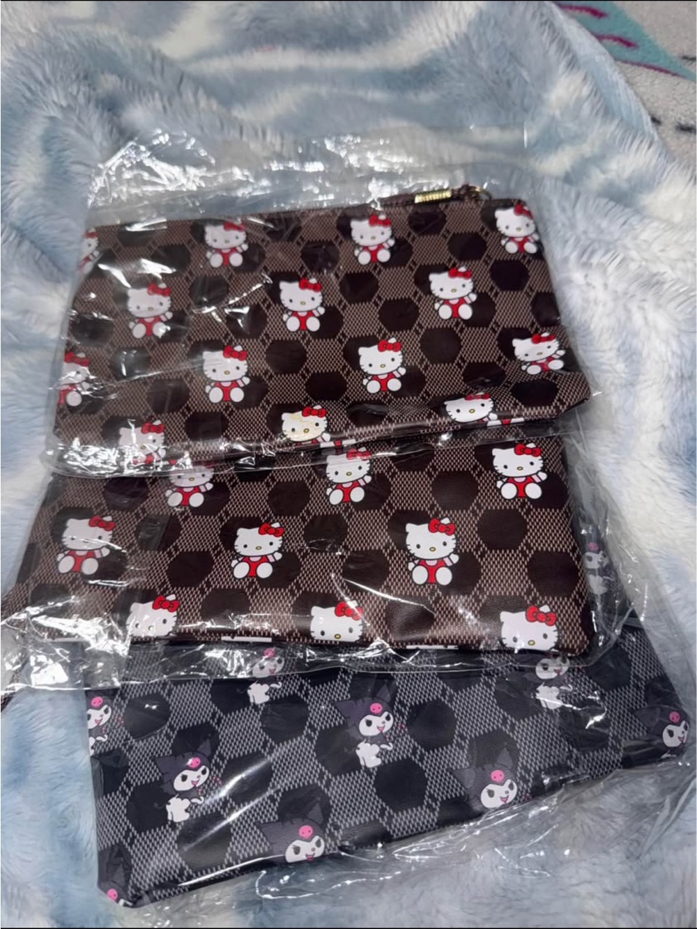 Sanrio Hello Kitty & Kuromi Brown and Black Patterned Zip Pouches